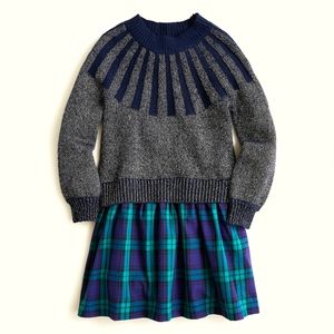 Crewcuts Navy and Green Plaid Formal Dress
